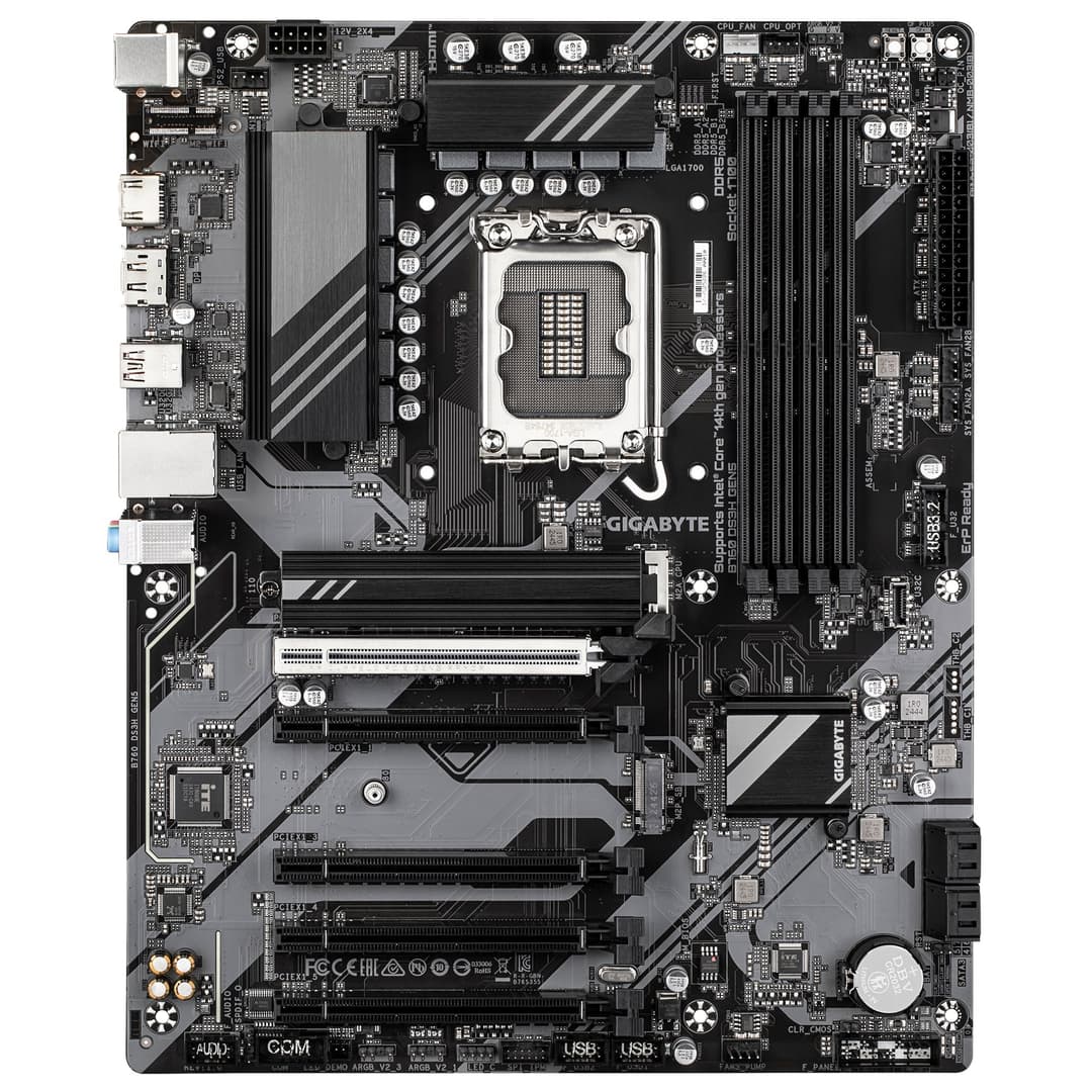 GIGABYTE B760 DS3H GEN5 Motherboard - Supports Intel Core 14th Gen CPUs, 8+2+1 Phases Digital VRM, up to 5600MHz DDR5, 2xPCIe 4.0 M.2, 1GbE LAN, USB 3.2 Gen 2x2 - Image 2