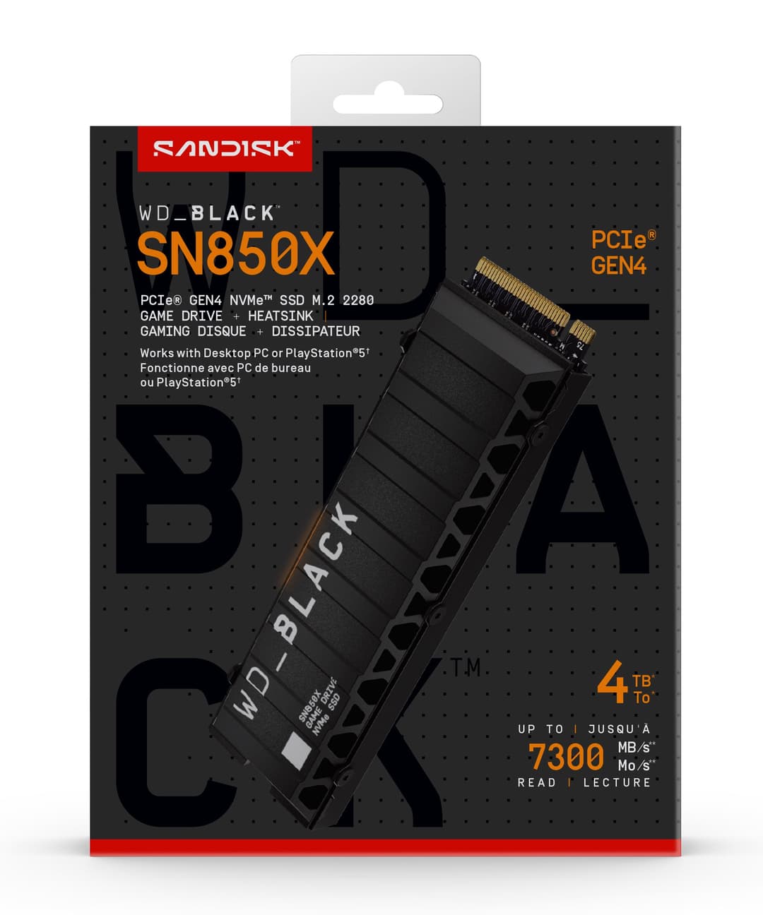 Western Digital WD_BLACK™ SN850X NVMe™ SSD POWERED BY SANDISK 4 TB, [With Heatsink] - Image 1