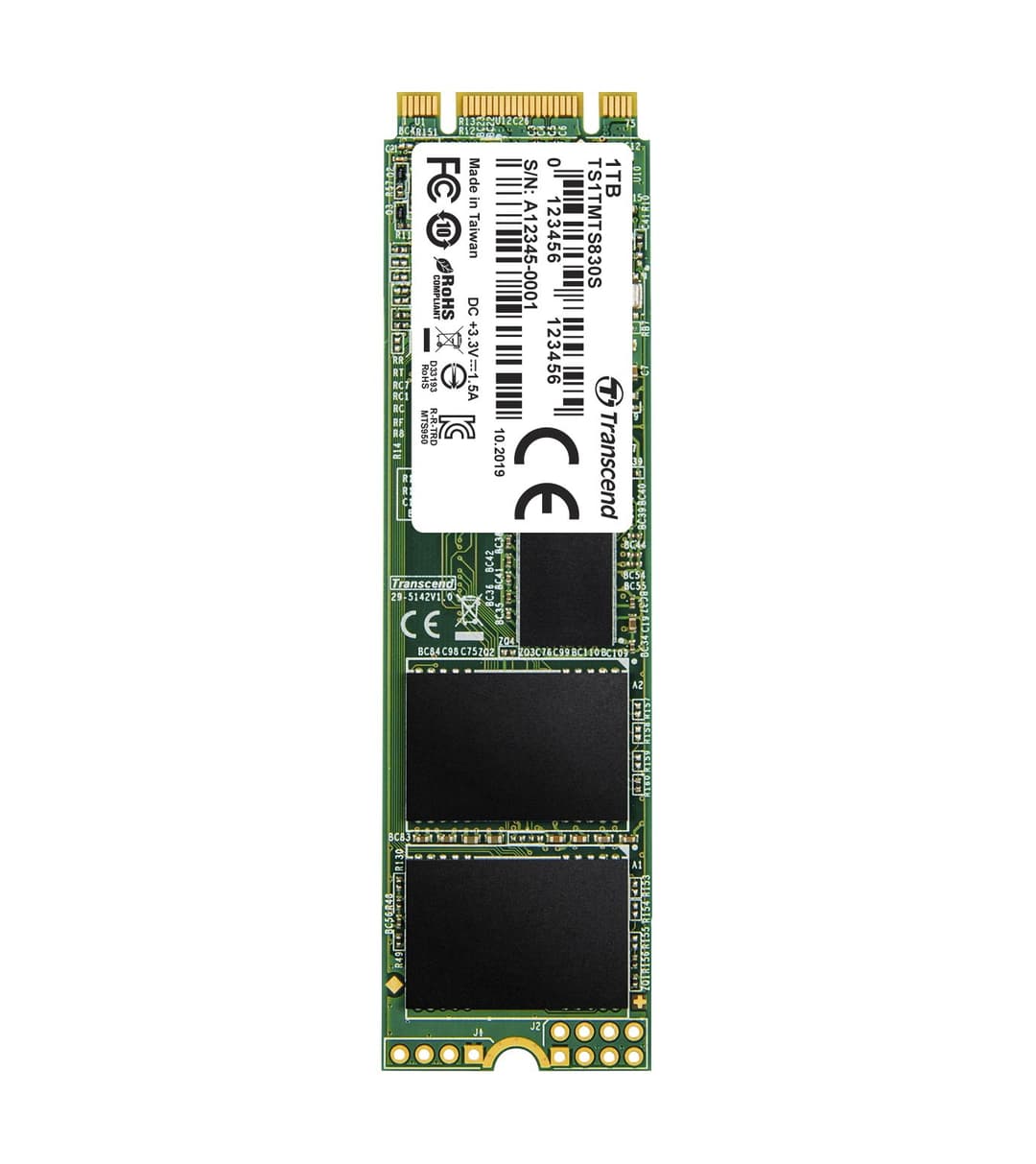 1TB Transcend M.2 2280 80mm SATA III 6Gbps 830S Solid State Drive - Image 1