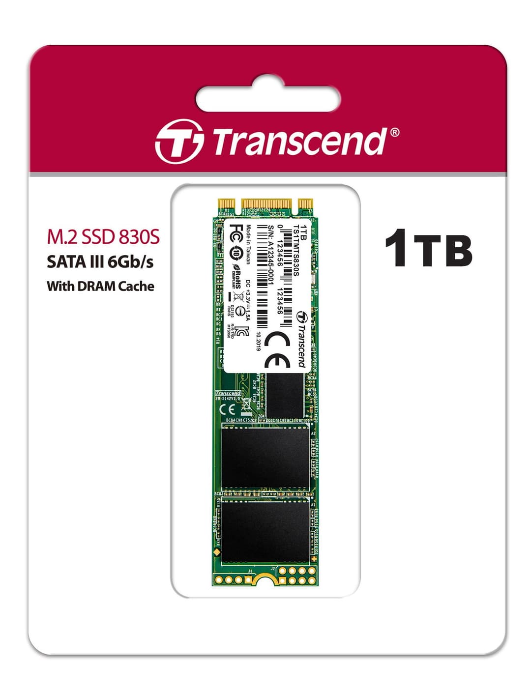1TB Transcend M.2 2280 80mm SATA III 6Gbps 830S Solid State Drive - Image 2