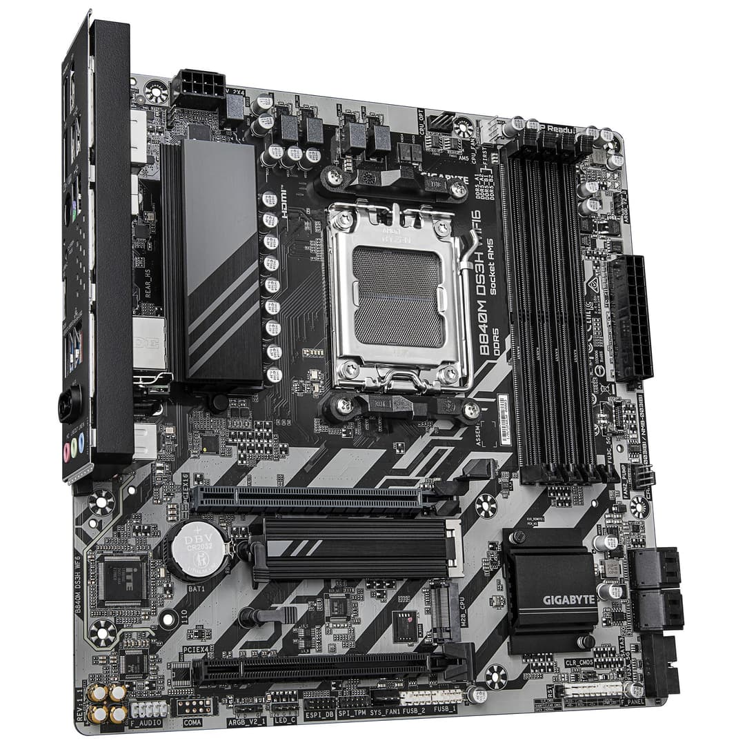GIGABYTE B840M DS3H WIFI6 Motherboard - AMD Ryzen 9000 CPUs, 8+2+2 Phases VRM, up to 8200MHz DDR5, 2xPCIe 4.0 M.2, Wi-Fi 6, 2.5GbE LAN, USB 3.2 Gen 1 - Image 3