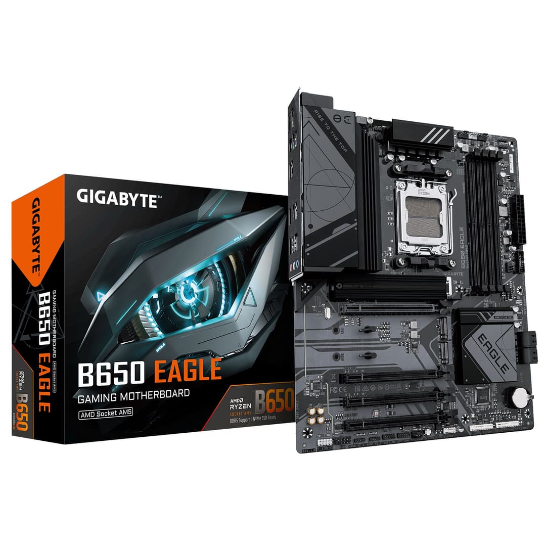 GIGABYTE B650 EAGLE Motherboard - Supports AMD Ryzen 9000 CPUs, 12+2+2 Phases Digital VRM, up to 7600MHz DDR5 (OC), 1xPCIe 5.0 + 2xPCIe 4.0 M.2, GbE LAN, USB 3.2 Gen2 - Image 1