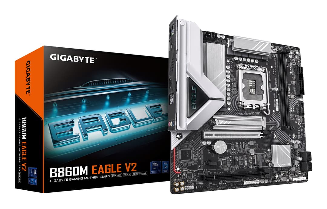 GIGABYTE B860M EAGLE V2 Motherboard - Intel Core Ultra Series CPUs, 6+1+2 Phases VRM, up to 9066MHz DDR5, 1xPCIe 5.0 + 1xPCIe 4.0 M.2, 2.5GbE LAN, USB 3.2 Gen 1 - Image 1