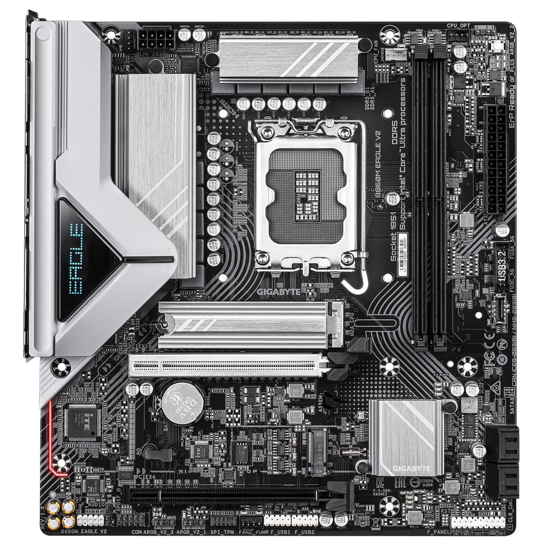 GIGABYTE B860M EAGLE V2 Motherboard - Intel Core Ultra Series CPUs, 6+1+2 Phases VRM, up to 9066MHz DDR5, 1xPCIe 5.0 + 1xPCIe 4.0 M.2, 2.5GbE LAN, USB 3.2 Gen 1 - Image 2