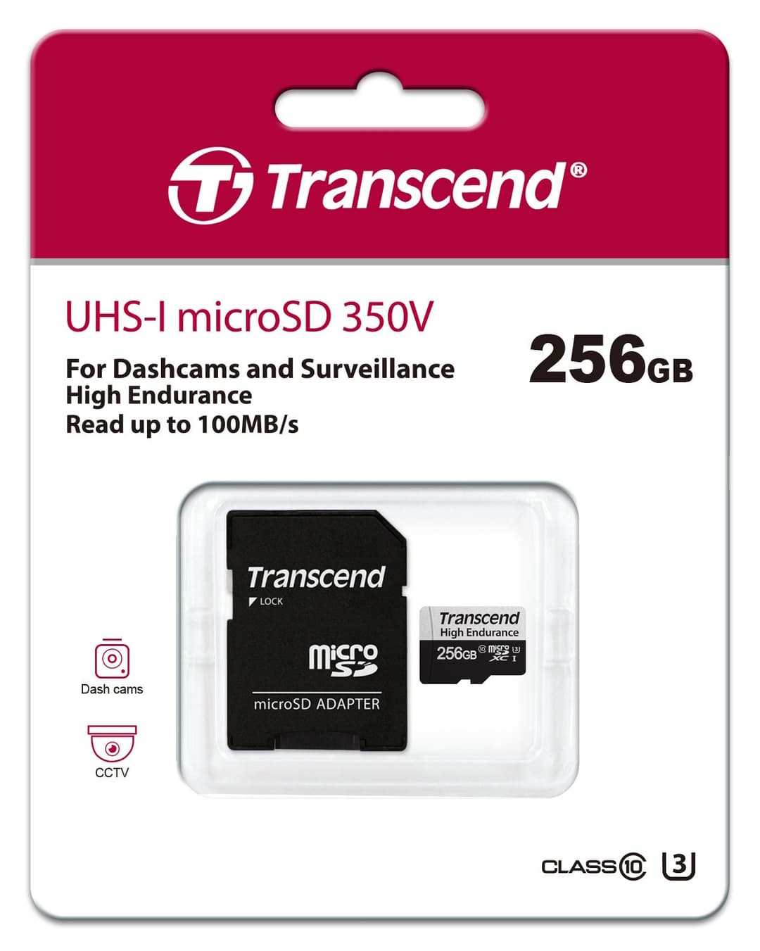 256GB Transcend High Endurance 350V microSDXC Memory Card CL10 UHS-I for Dashcams and Surveillance - Image 2