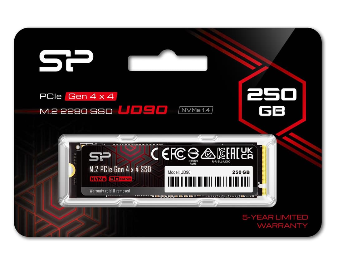 250GB Silicon Power UD90 SSD PCIe Gen 4x4 NVMe 1.4 M.2 2280 Solid State Disk - Image 2