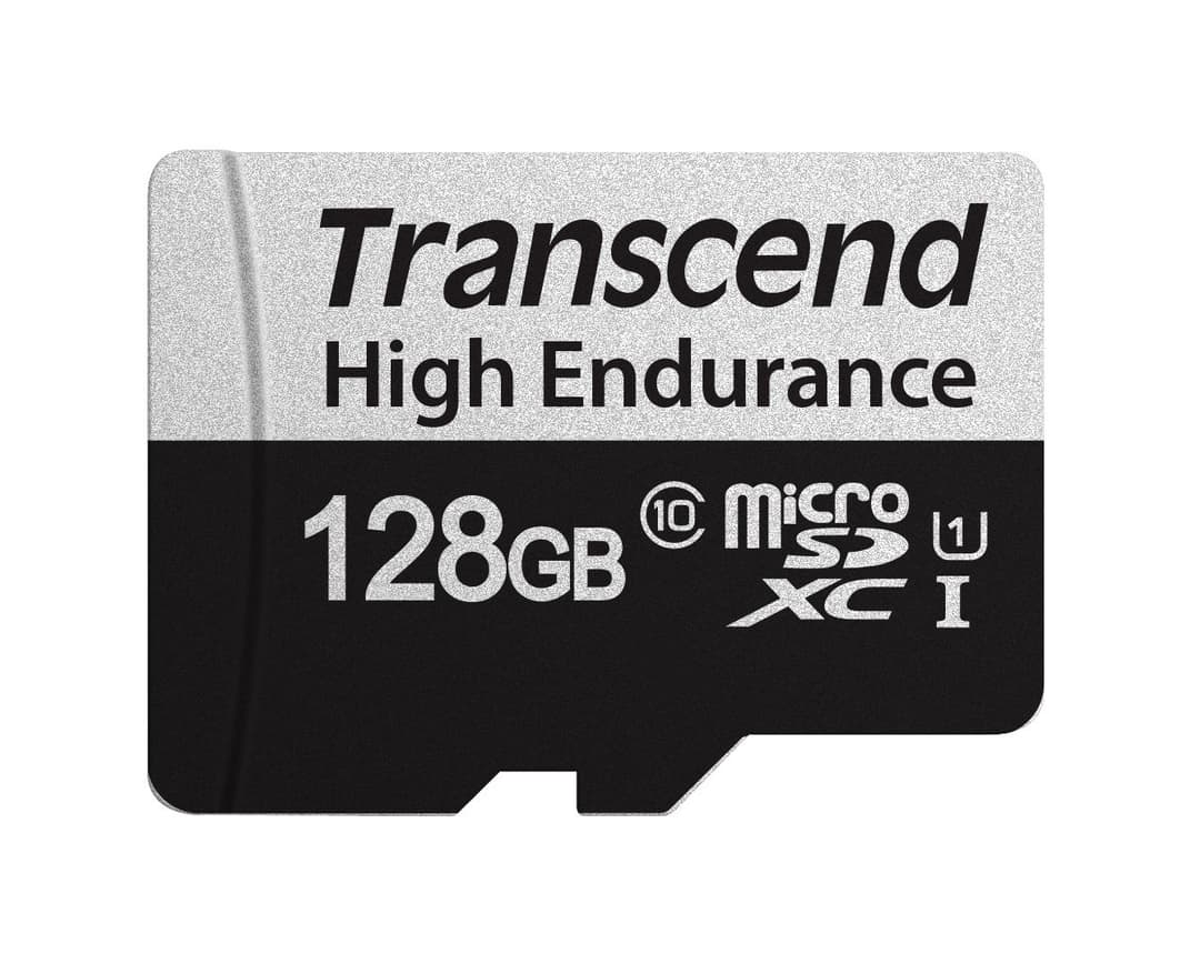 128GB Transcend High Endurance 350V microSDXC Memory Card CL10 UHS-I for Dashcams and Surveillance - Image 1