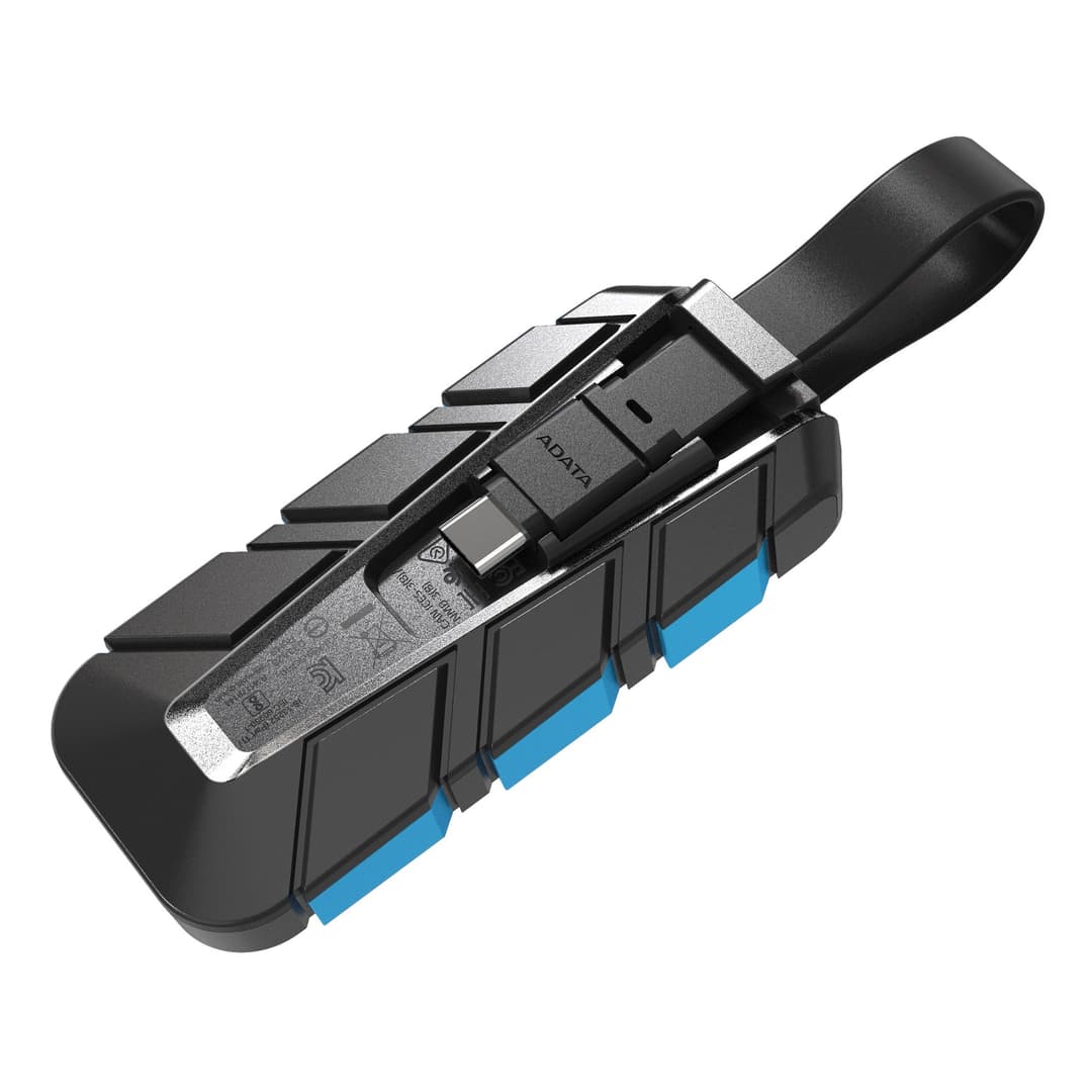 500GB AData SC740 External SSD USB3.2 Gen2 Black/Blue Shock and Drop Proof - Image 2