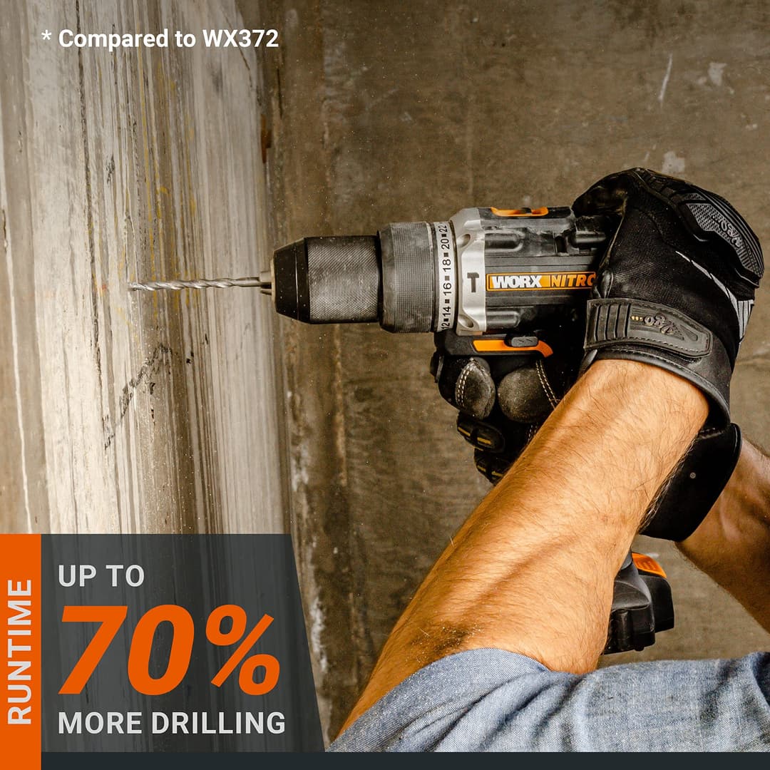 WORX WX352 PowerShare Brushless Cordless Impact Drill - Black - Image 3