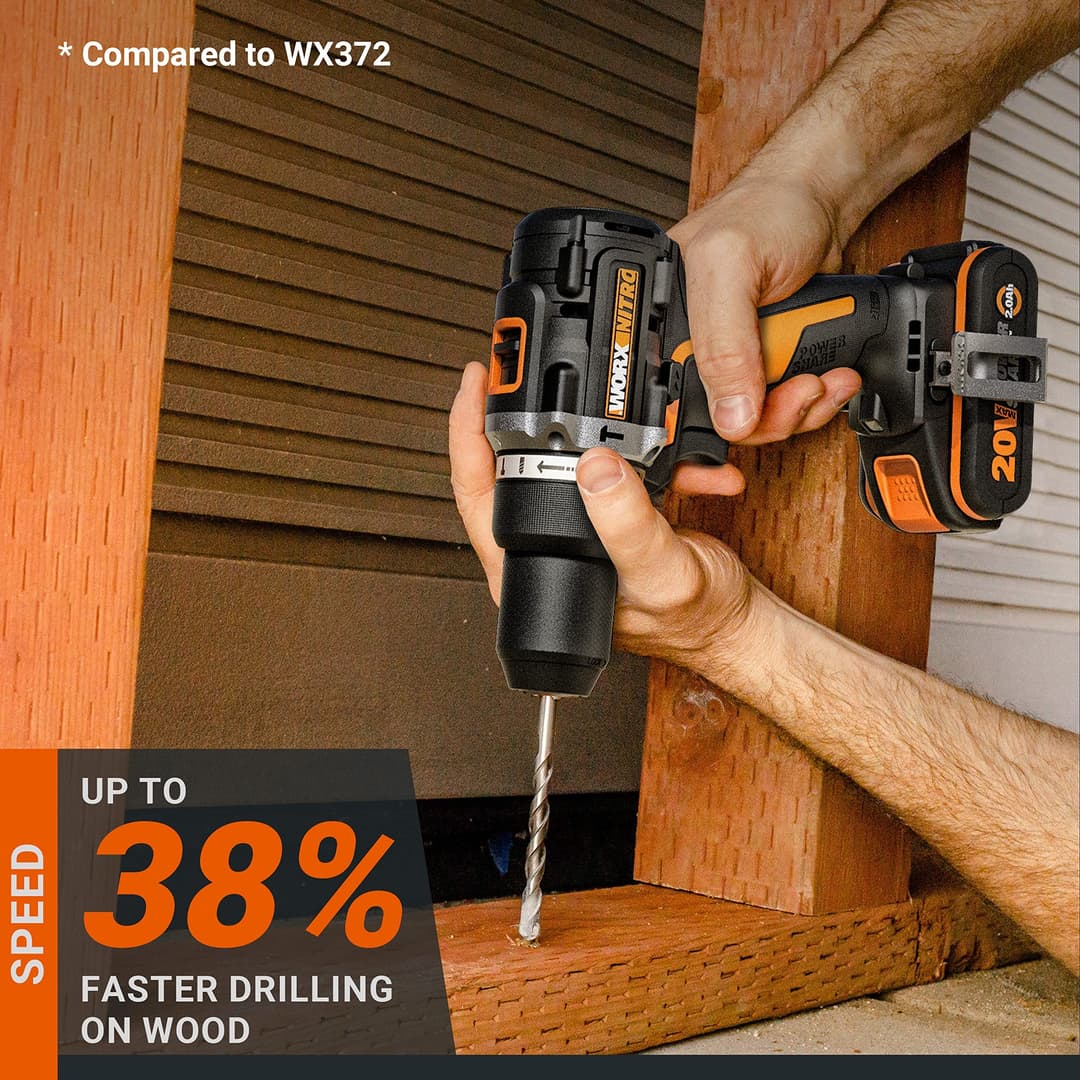 WORX WX352 PowerShare Brushless Cordless Impact Drill - Black - Image 4
