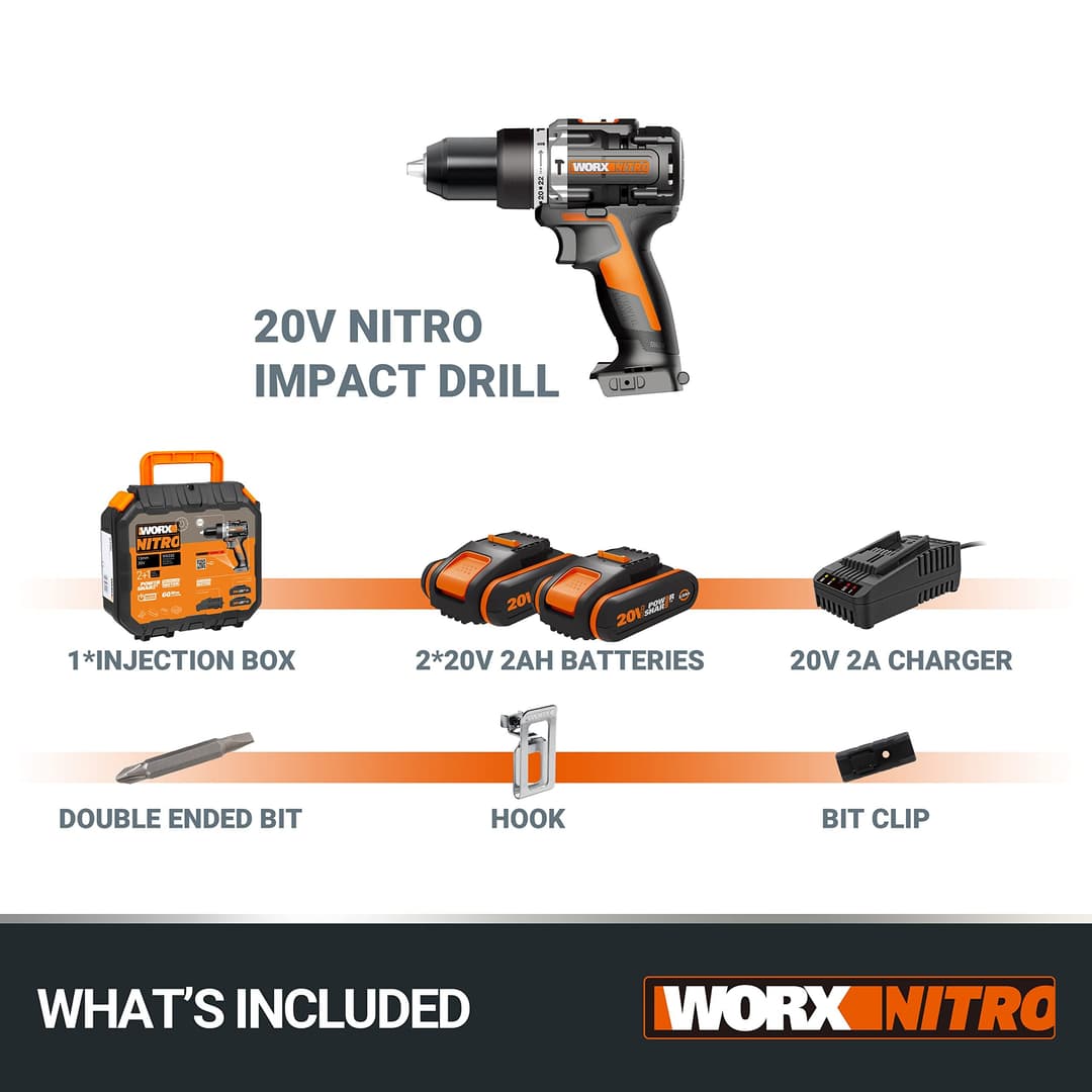 WORX WX352 PowerShare Brushless Cordless Impact Drill - Black - Image 8