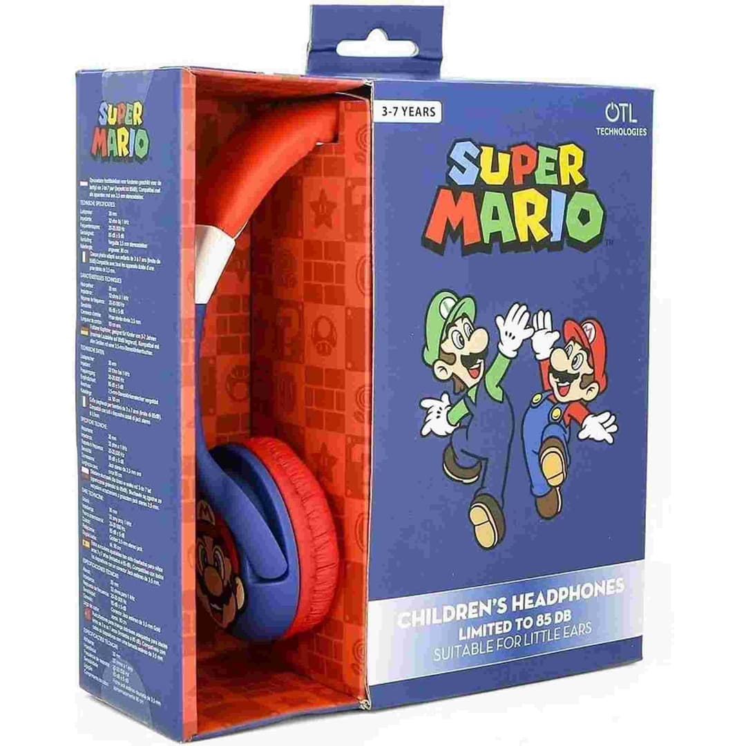 Super Mario Wired Blue Kids Headphones - Image 3