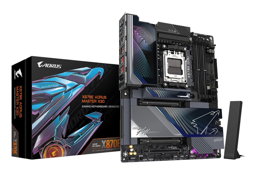 GIGABYTE X870E AORUS MASTER X3D Motherboard - Supports AMD Ryzen 9000 CPUs, 18+2+2 Phases Digital VRM, up to 9000Hz DDR5 (OC), 2xPCIe 5.0 + 3xPCIe 4.0, Wi-Fi 7, 10GbE LAN, USB 4 - Image 1