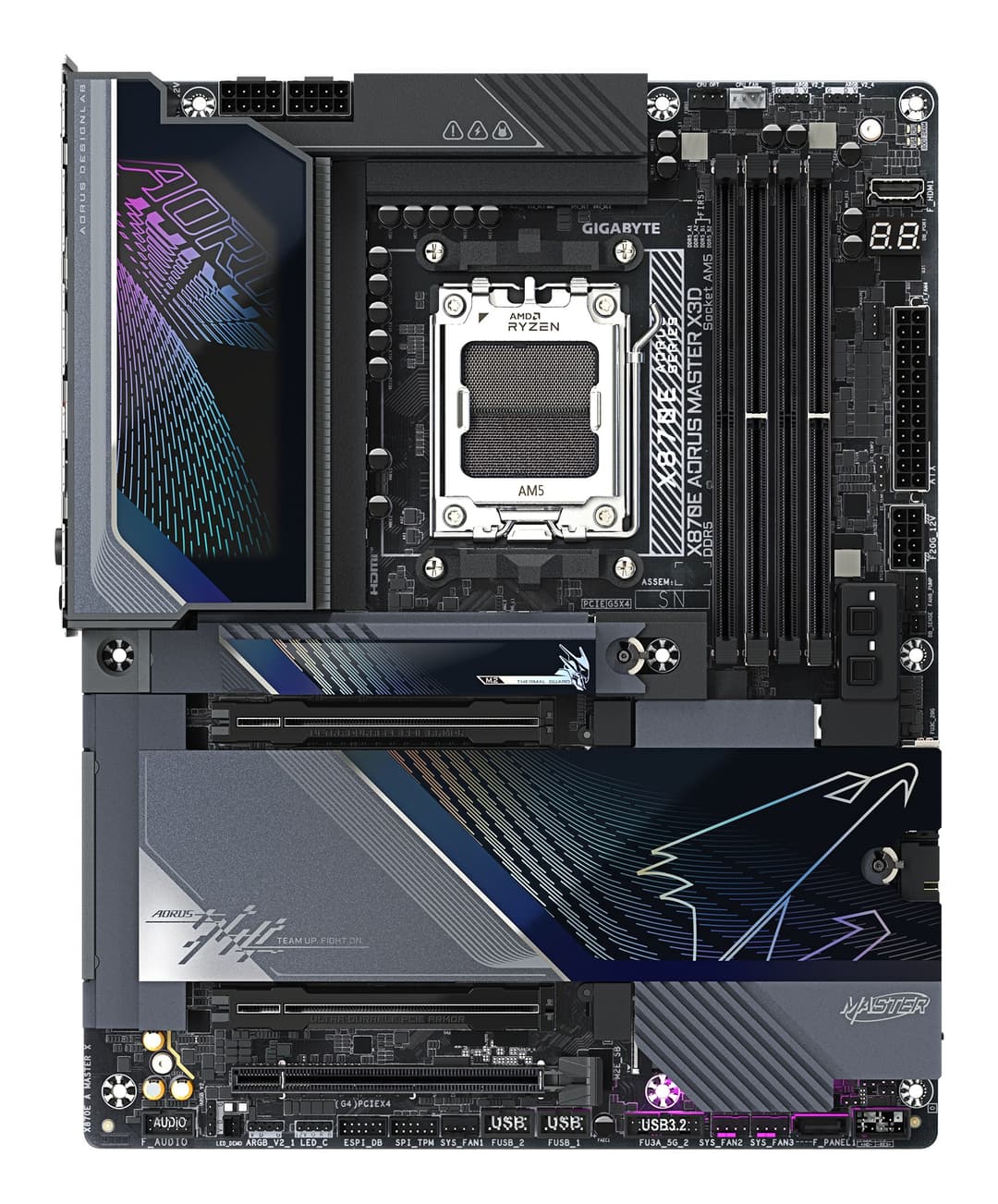 GIGABYTE X870E AORUS MASTER X3D Motherboard - Supports AMD Ryzen 9000 CPUs, 18+2+2 Phases Digital VRM, up to 9000Hz DDR5 (OC), 2xPCIe 5.0 + 3xPCIe 4.0, Wi-Fi 7, 10GbE LAN, USB 4 - Image 2