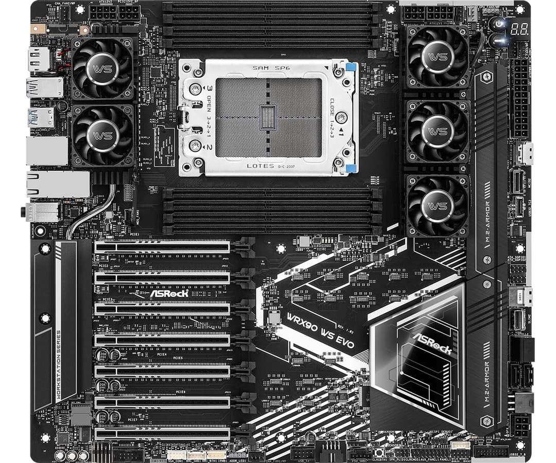 Asrock WRX90 WS EVO motherboard AMD WRX90 Socket sTR5 EEB - Image 1
