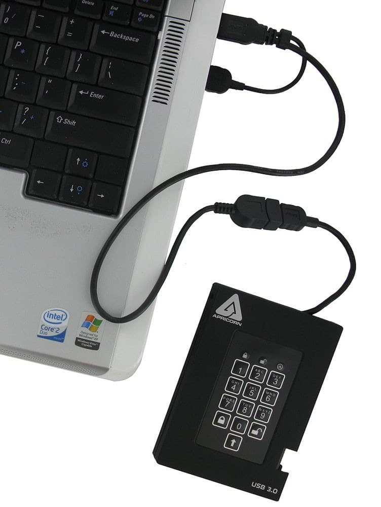 1TB Apricorn Aegis Padlock Fortress USB3.0 External Hard Drive - Black - Image 3