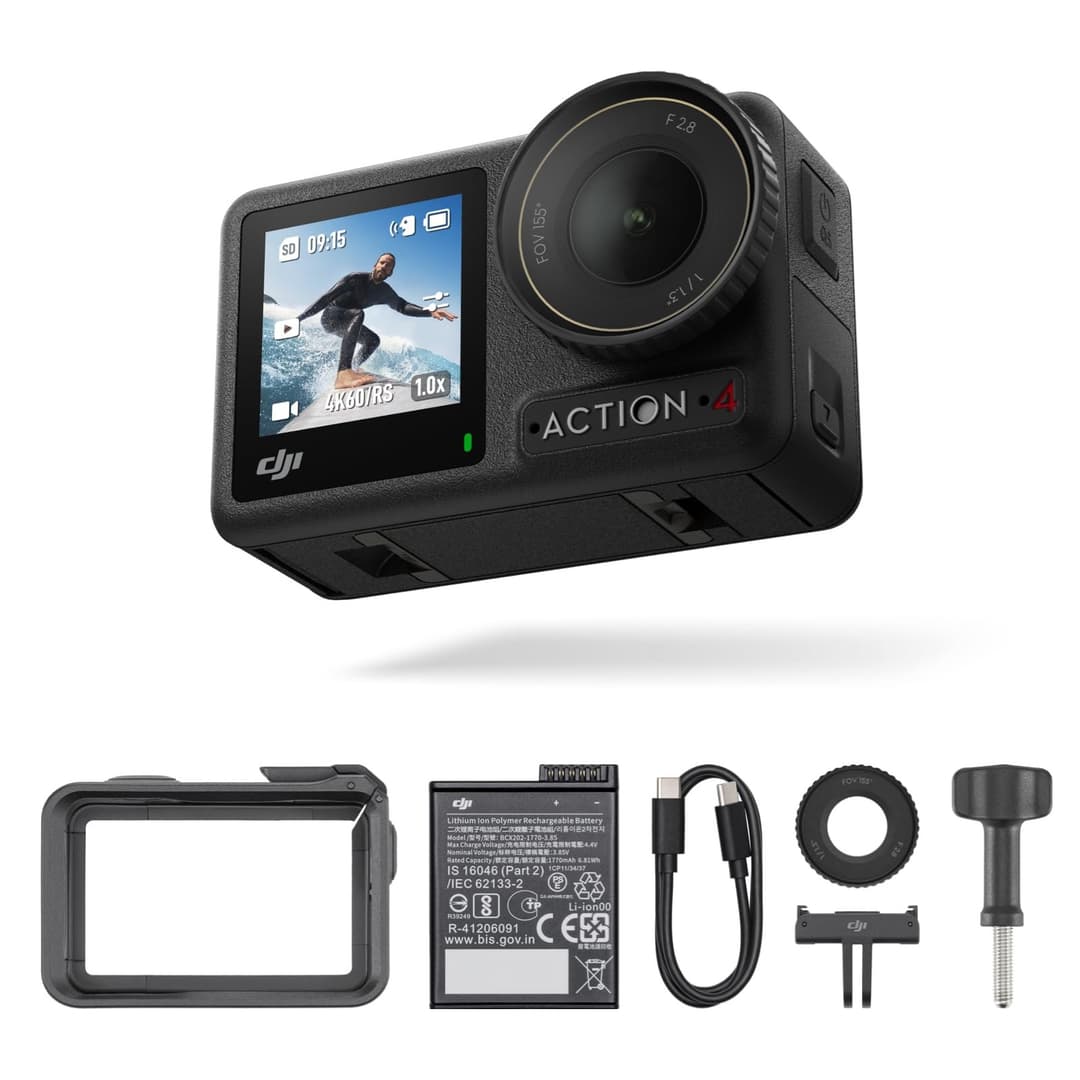 DJI Osmo Action 4 Essential Combo 4K 120fps Action Camera WiFi Bluetooth - Black - Image 1