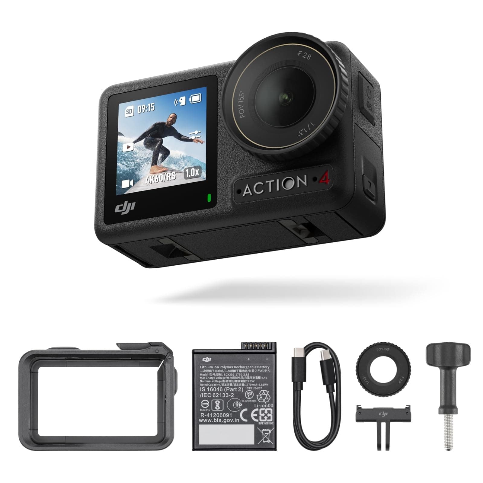 DJI Osmo Action 4 Essential Combo 4K 120fps Action Camera WiFi Bluetooth - Black