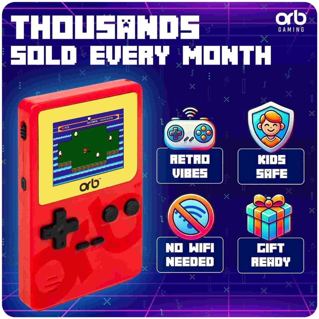 Orb - Retro Mini Handheld Games Console (150 Games) Gold - Image 6