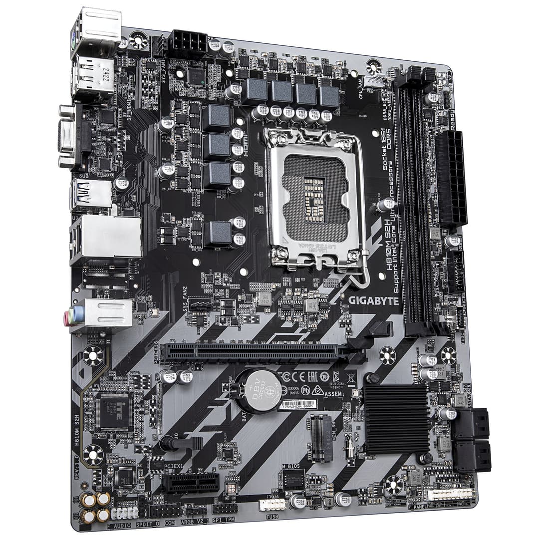 GIGABYTE H810M S2H Motherboard - Intel Core Ultra (Series 2) CPUs, 4+1+2 Phases VRM, up to 6400MHz DDR5, 1xPCIe 4.0 M.2, 1GbE LAN, USB 3.2 Gen 1 - Image 3