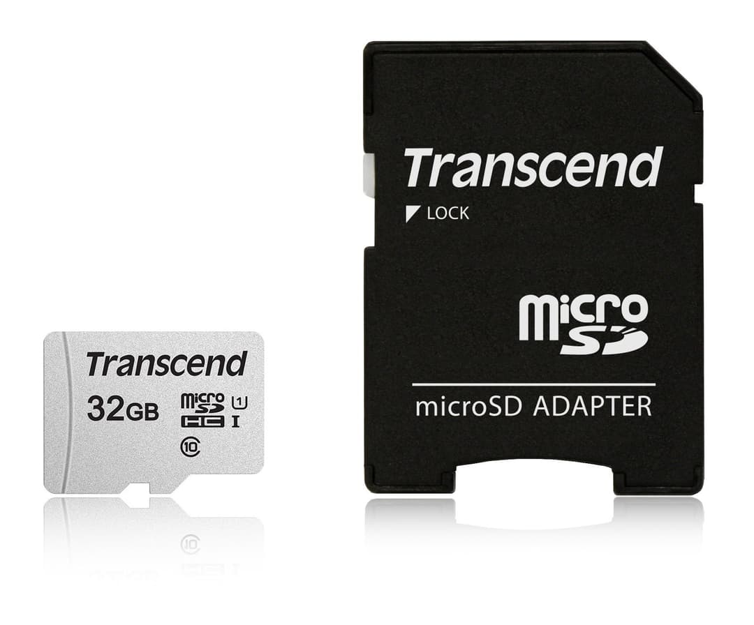 32GB Transcend 300S microSDHC UHS-I CL10 Memory Card with SD Adapter 95MB/sec - Image 1