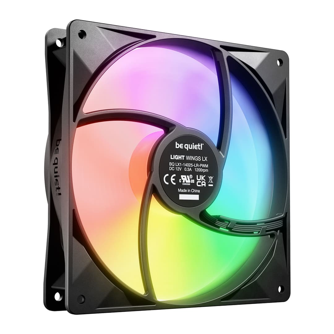 be quiet! Light Wings LX 140mm ARGB 7 Blades Case Fan - Black Triple Pack - Image 4