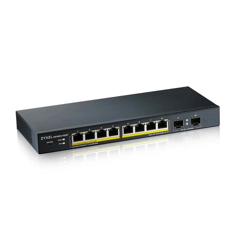 Zyxel GS1900-10HP-GB0102F 20 Gbit/s Managed 8 x Gigabit Ethernet RJ45+SFP Ports Network Switch - Image 2
