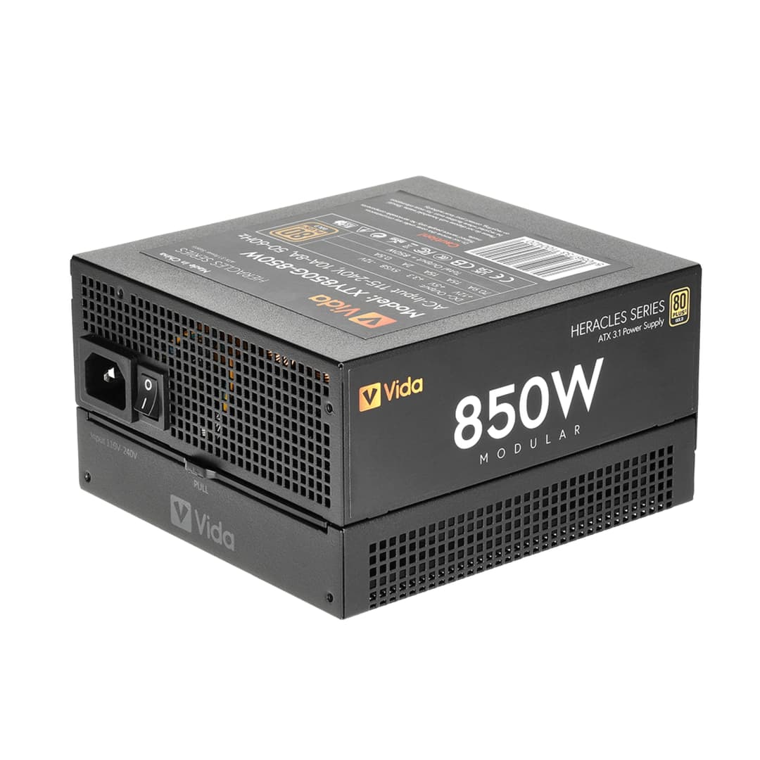 Vida Heracles 850W ATX 3.1 80 Plus Gold Fully Modular PSU Power Supply - Black - Image 1