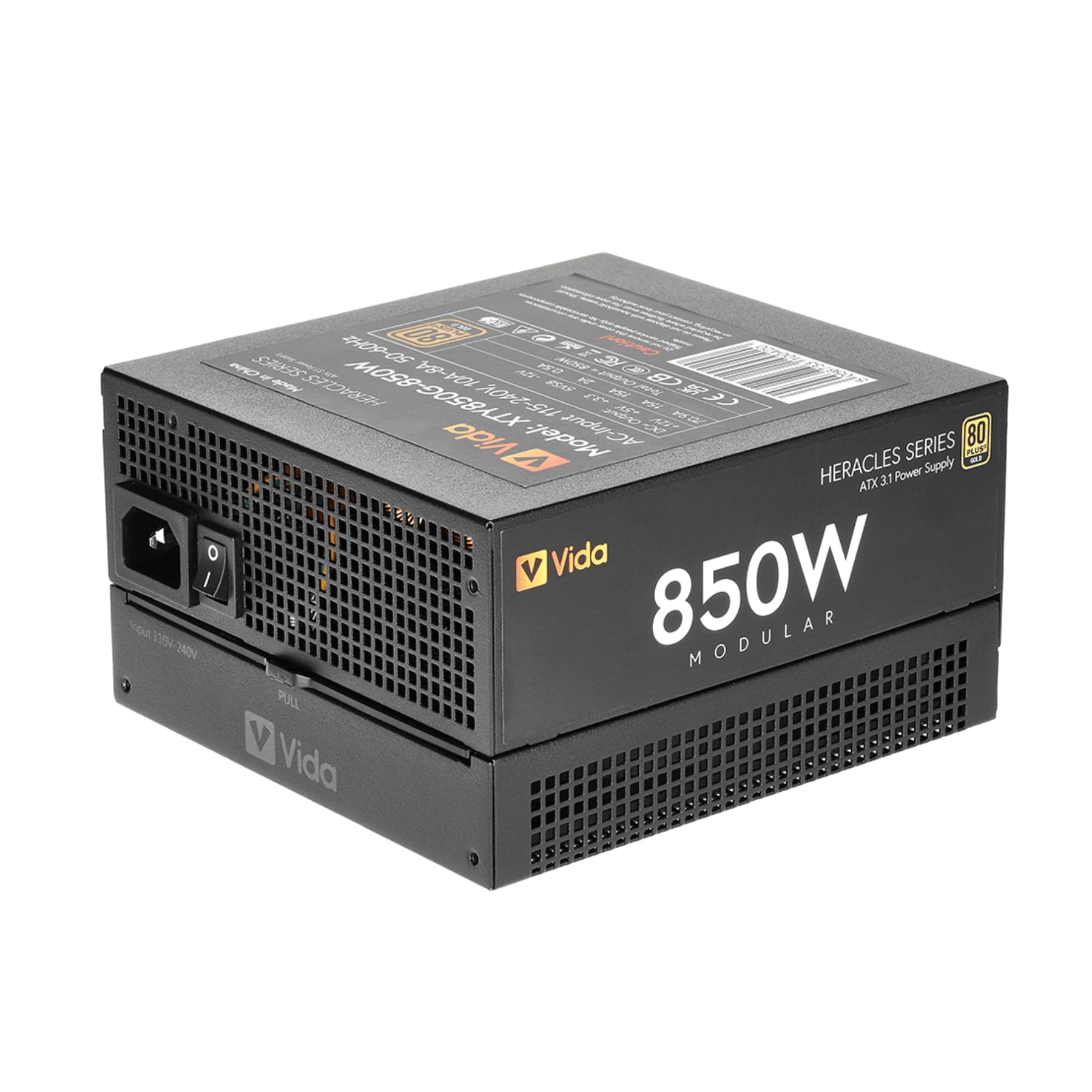 Vida Heracles 850W ATX 3.1 80 Plus Gold Fully Modular PSU Power Supply - Black