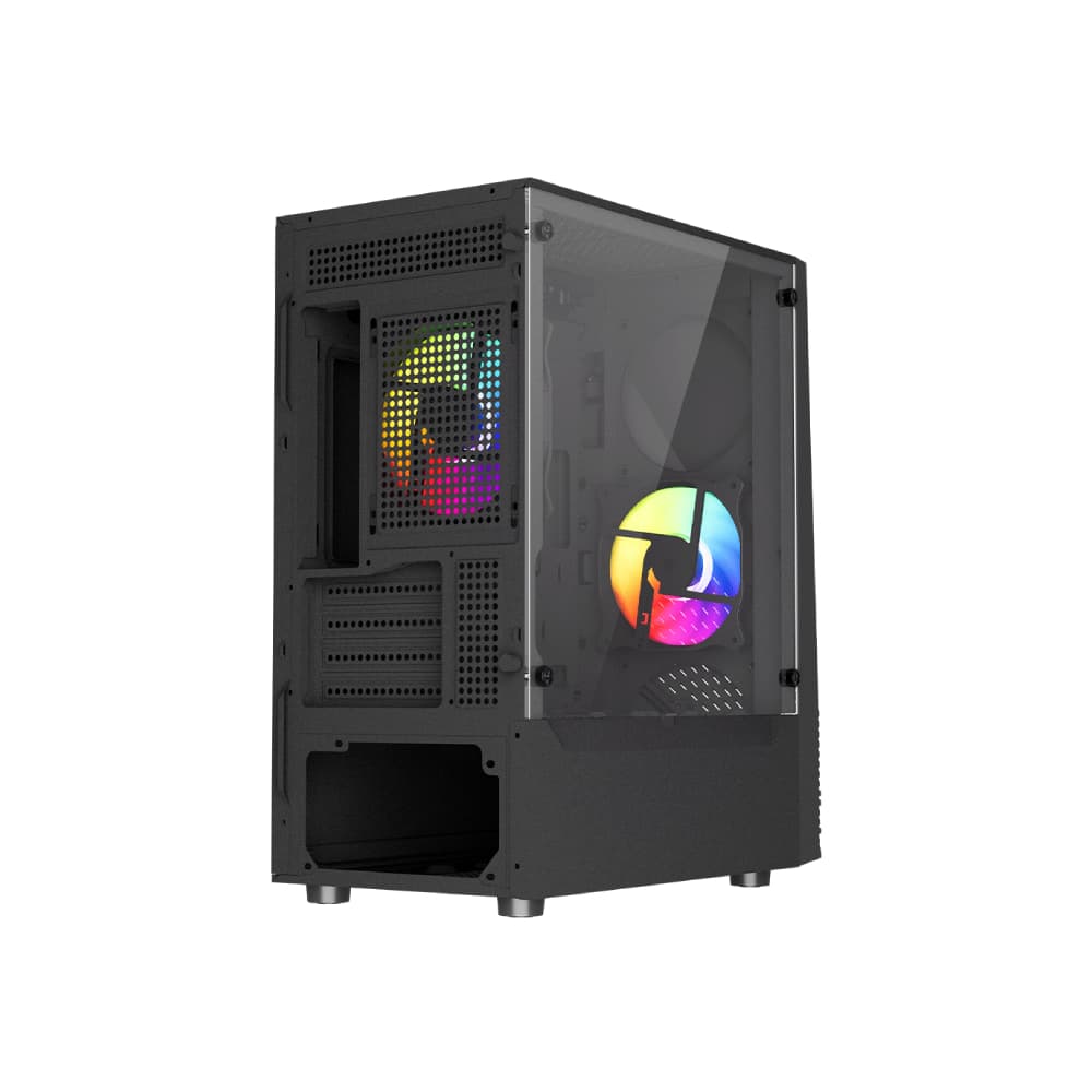 Vida Genesis Micro-ATX ARGB Tempered Glass Gaming PC Case - Black - Image 5