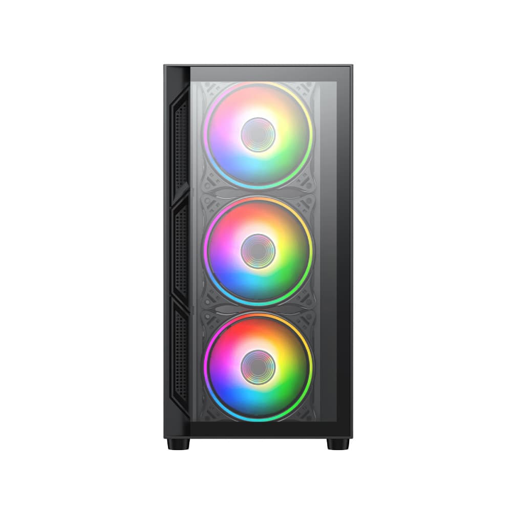 Vida Lucid Micro-ATX Tower Tempered Glass Gaming PC Case - Black - Image 4