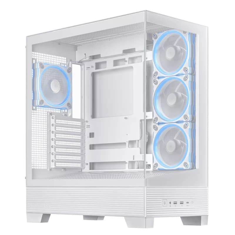 ASUS A31 PLUS TG ARGB Tempared Glass Mid Tower Gaming PC Case - White - Image 3