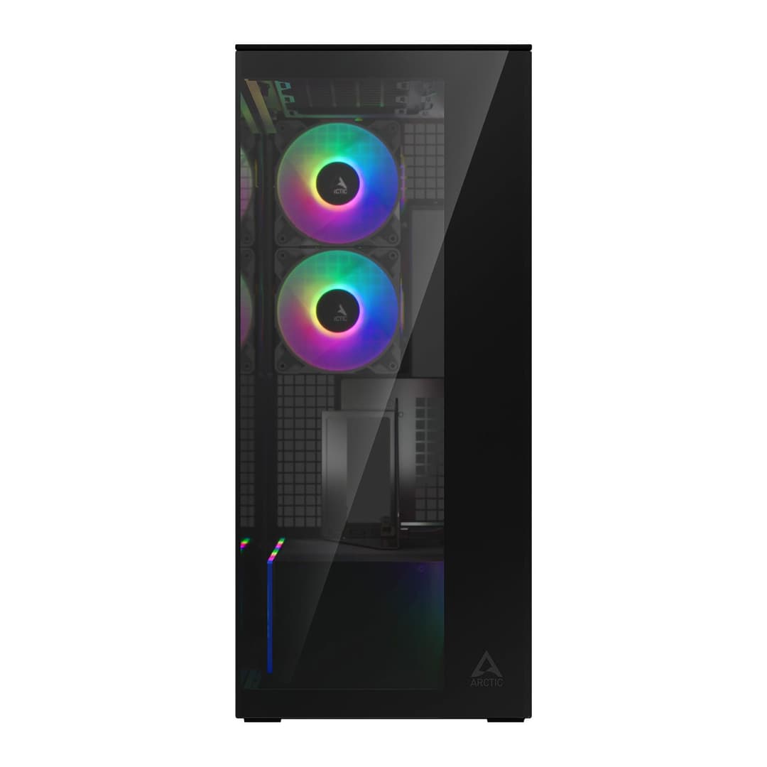 Arctic Xtender ARGB Mirror Tempered Glass w/ Vertical Mount Mid Tower PC Case - Black - Image 2