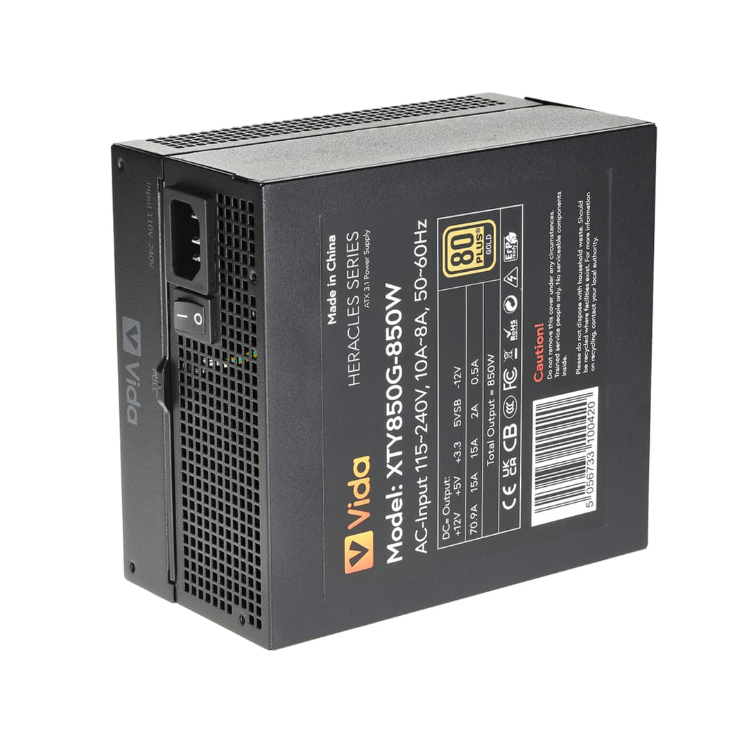 Vida Heracles 850W ATX 3.1 80 Plus Gold Fully Modular PSU Power Supply - Black - Image 7
