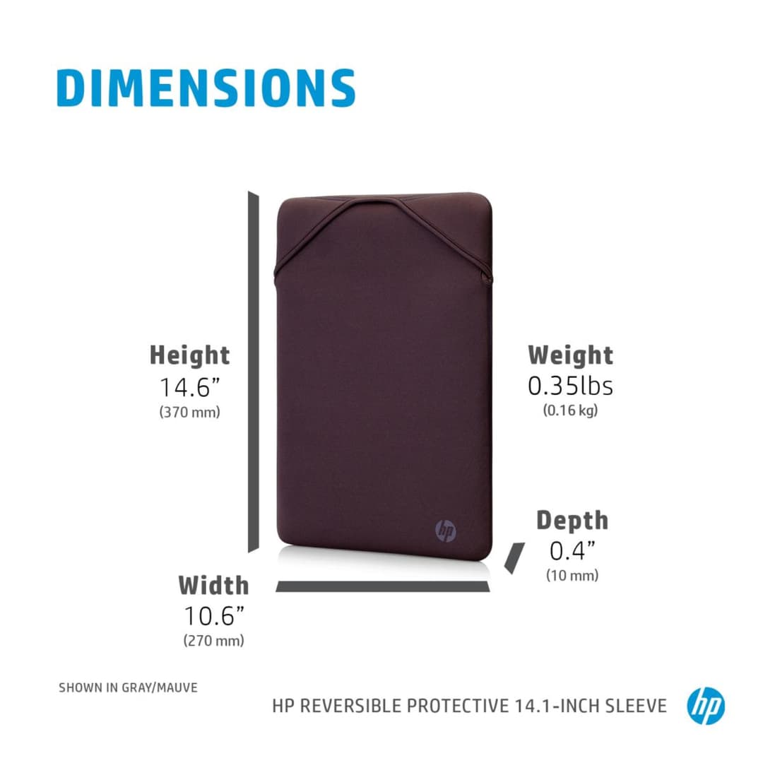 HP 2F1X4AA 14 Inch Reversible Protective Laptop Sleeve - Black - Image 4