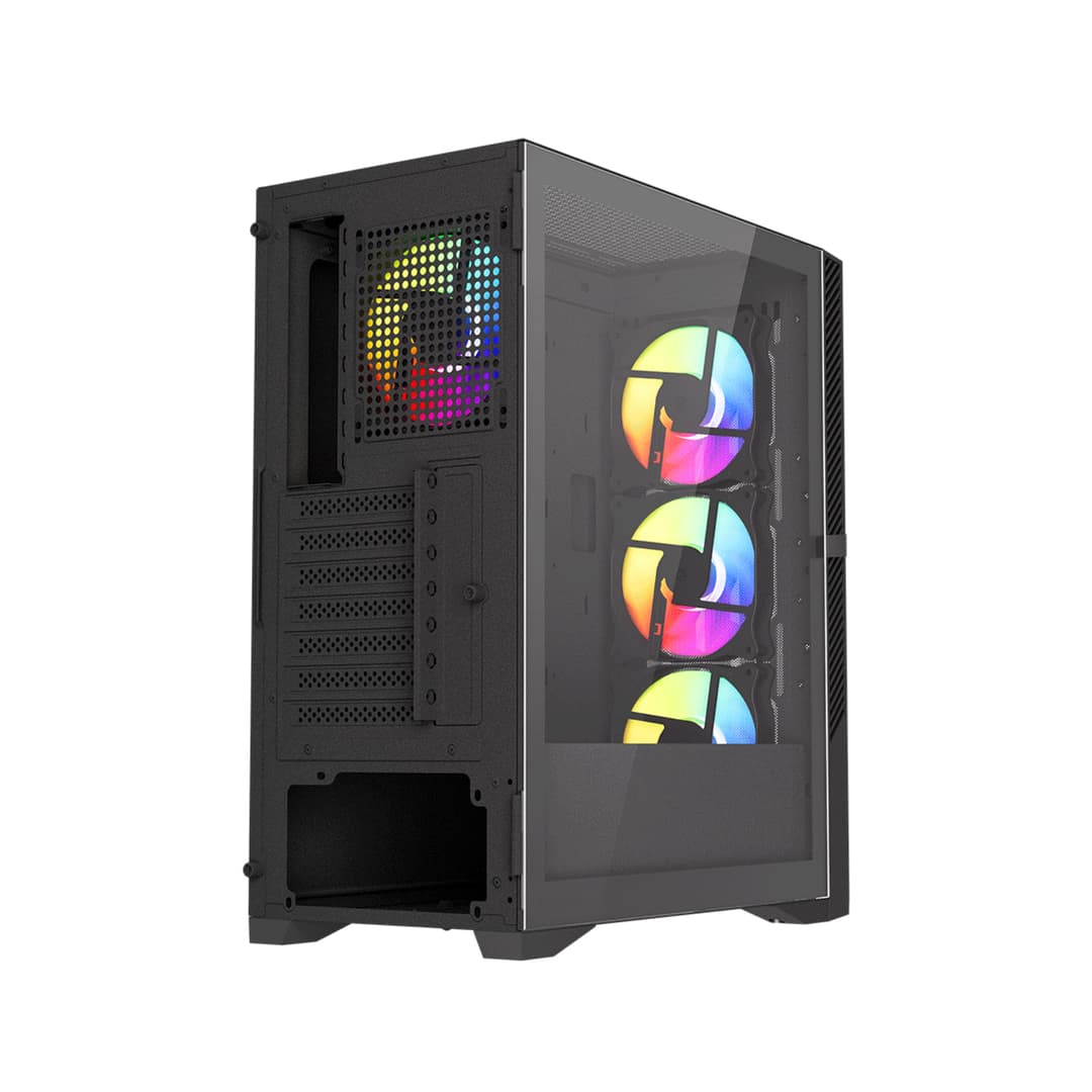 Vida Typhoon ATX ARGB Tempered Glass Gaming PC Case - Black - Image 5