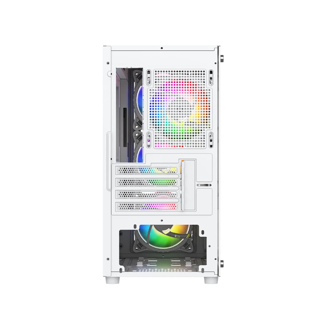 Vida Lucid Micro-ATX Tower Tempered Glass Gaming PC Case - White - Image 9