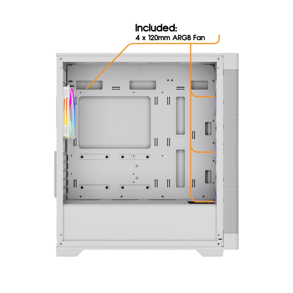 Vida Zephyr V2 Micro-ATX ARGB Tempered Glass Gaming PC Case - White - Image 10