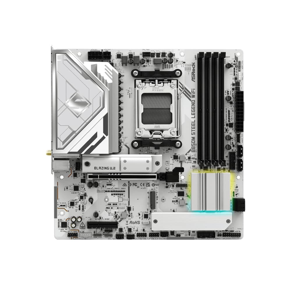 Asrock B850M Steel Legend WiFi Micro-ATX AMD Socket AM5 Motherboard - White - Image 2