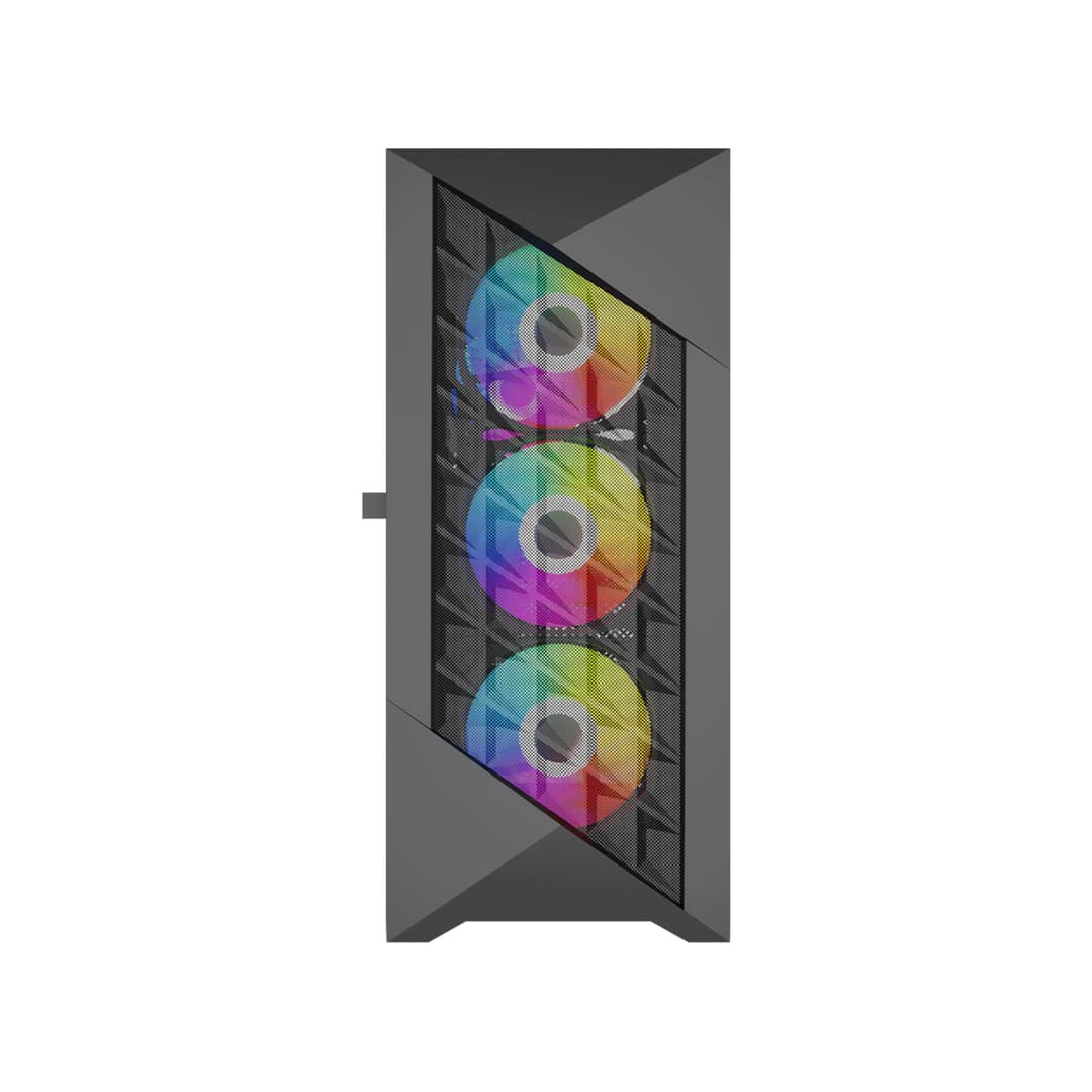 Vida Typhoon ATX ARGB Tempered Glass Gaming PC Case - Black - Image 2