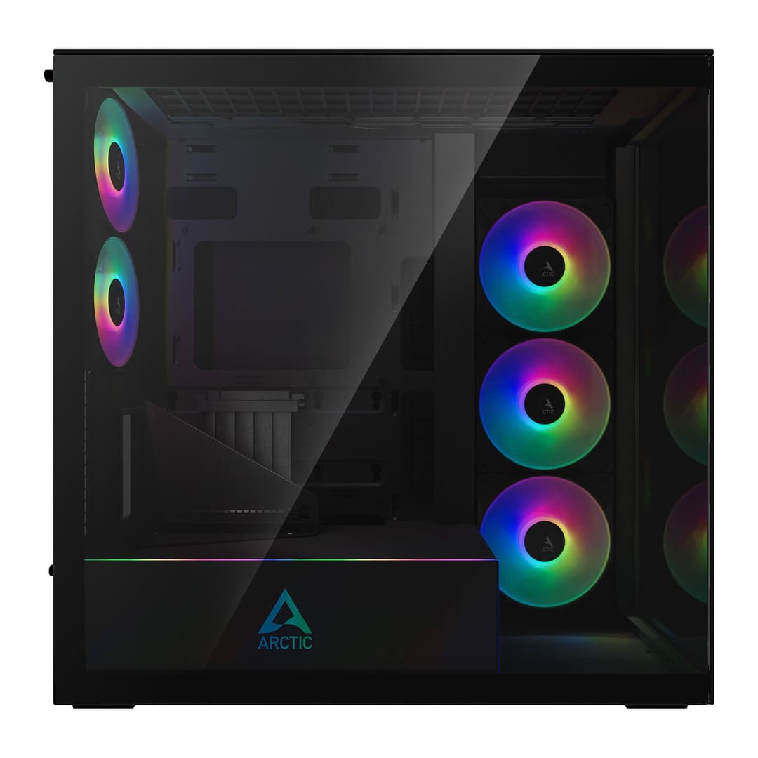 Arctic Xtender ARGB Mirror Tempered Glass w/ Vertical Mount Mid Tower PC Case - Black - Image 3