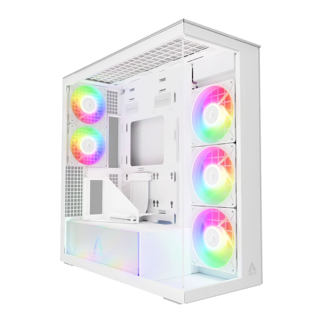 Arctic Xtender ARGB Tempered Glass w/ Vertical GPU Mount Mid Tower PC Case - White - Image 1