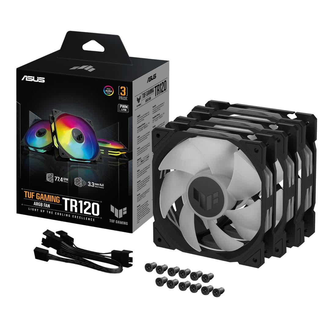 ASUS TUF Gaming TR120 ARGB Case Fan - Black 3-Pack - Image 1