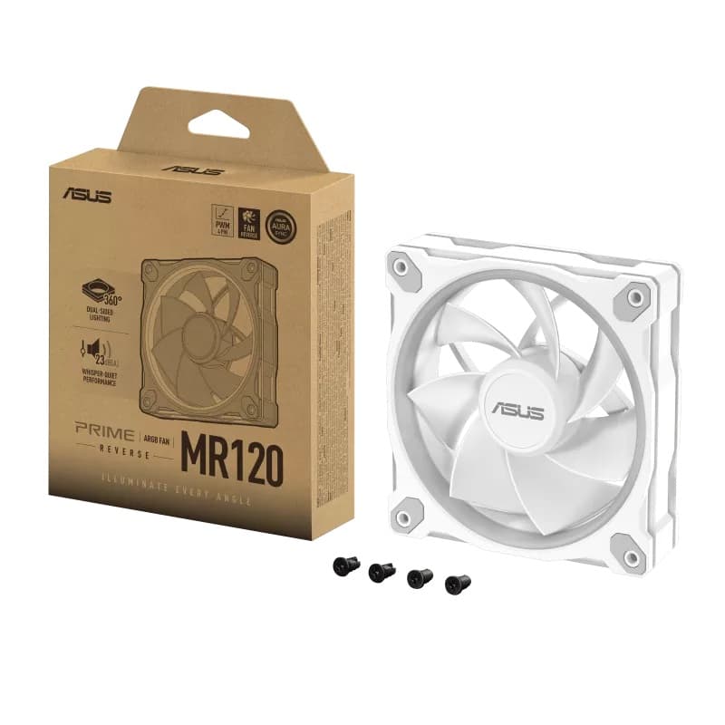 ASUS Prime MR120 ARGB 120mm Reverse PC Fan - White - Image 6
