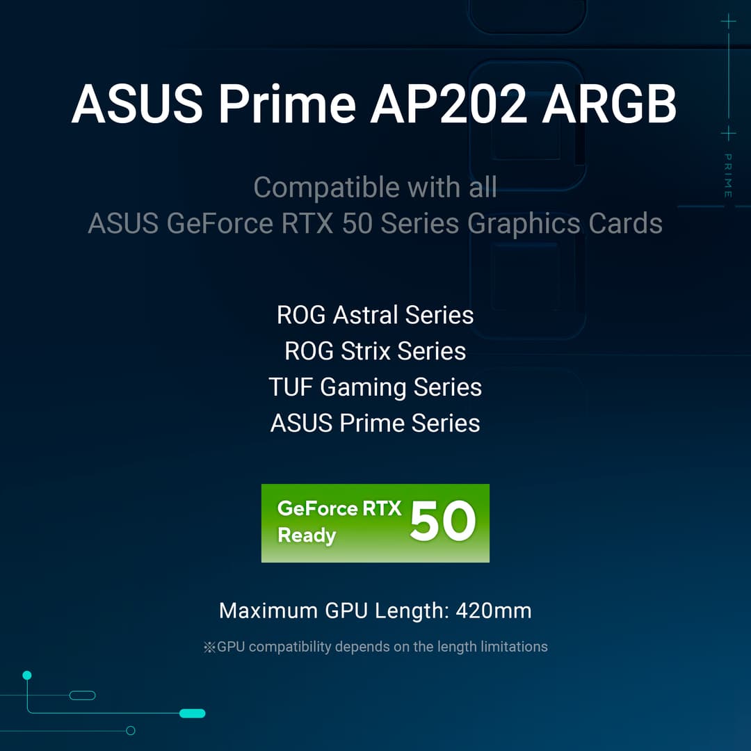 ASUS Prime AP202 ARGB Tempered Glass Mid Tower Gaming Case - White - Image 2