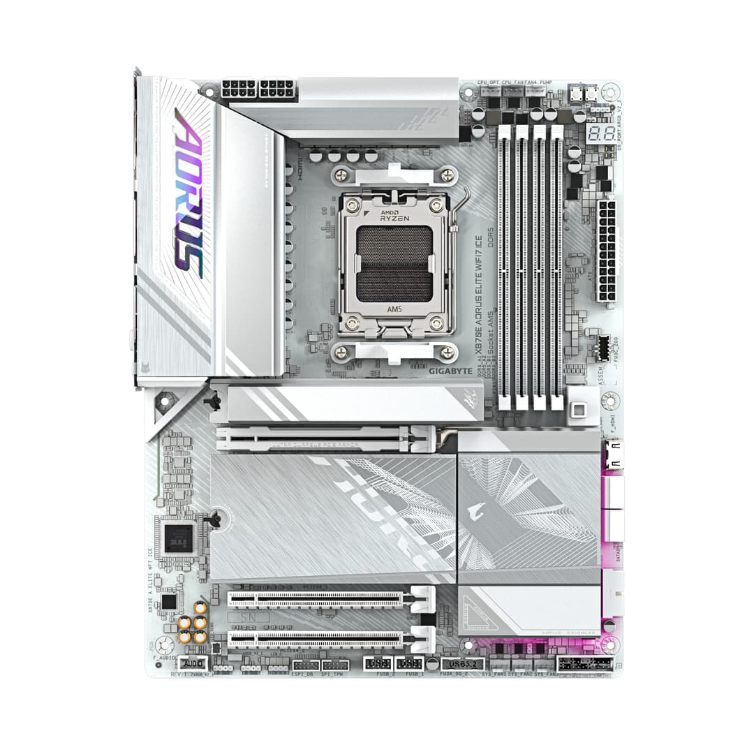 GIGABYTE X870E AORUS ELITE WIFI7 ICE AMD X870E ATX AM5 Motherboard - White - Image 4