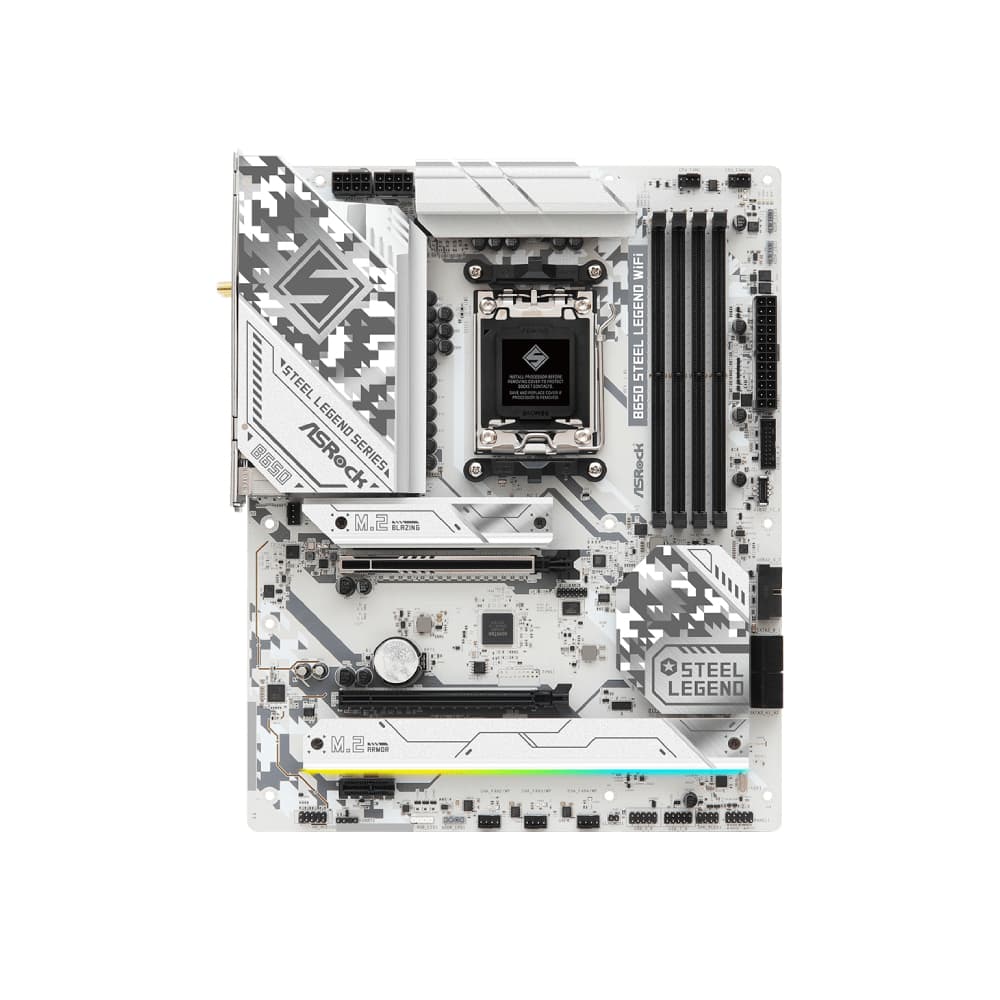Asrock B650 Steel Legend WiFi  ATX AMD Socket AM5 Motherboard - White - Image 2