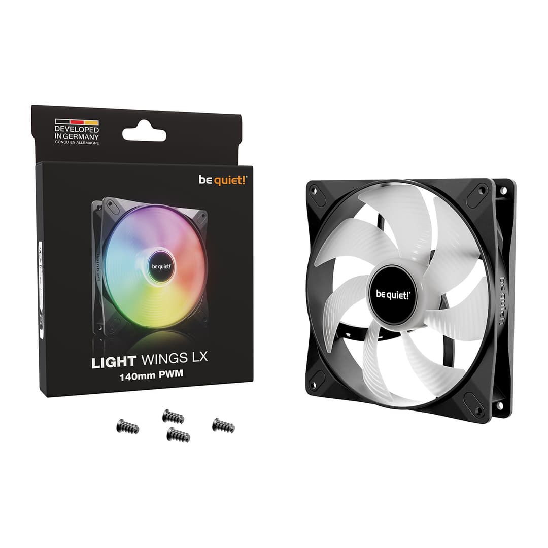 be quiet! Light Wings LX 140mm ARGB 7 Blades Case Fan - Black - Image 1