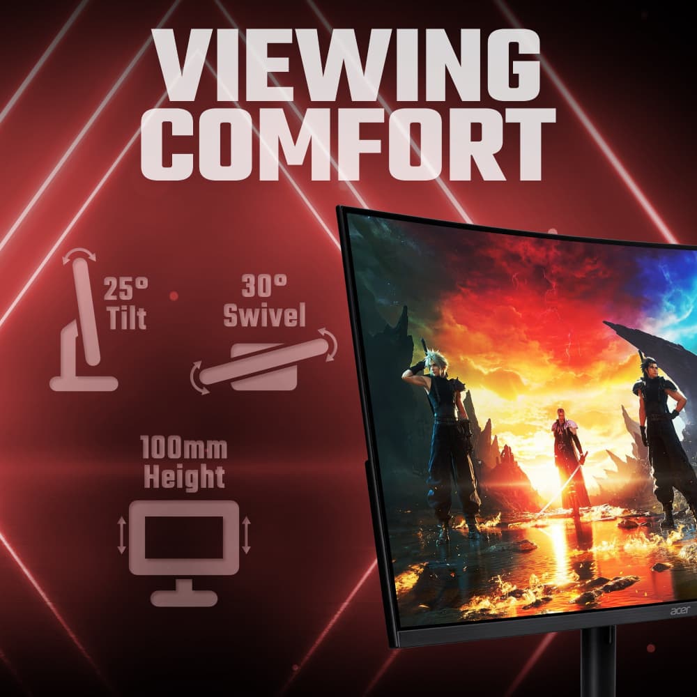 Acer Nitro XZ322QUV3 curved gaming 31.5" Quad HD TFT LED FreeSync 180 Hz Curved Gaming Monitor - Image 4