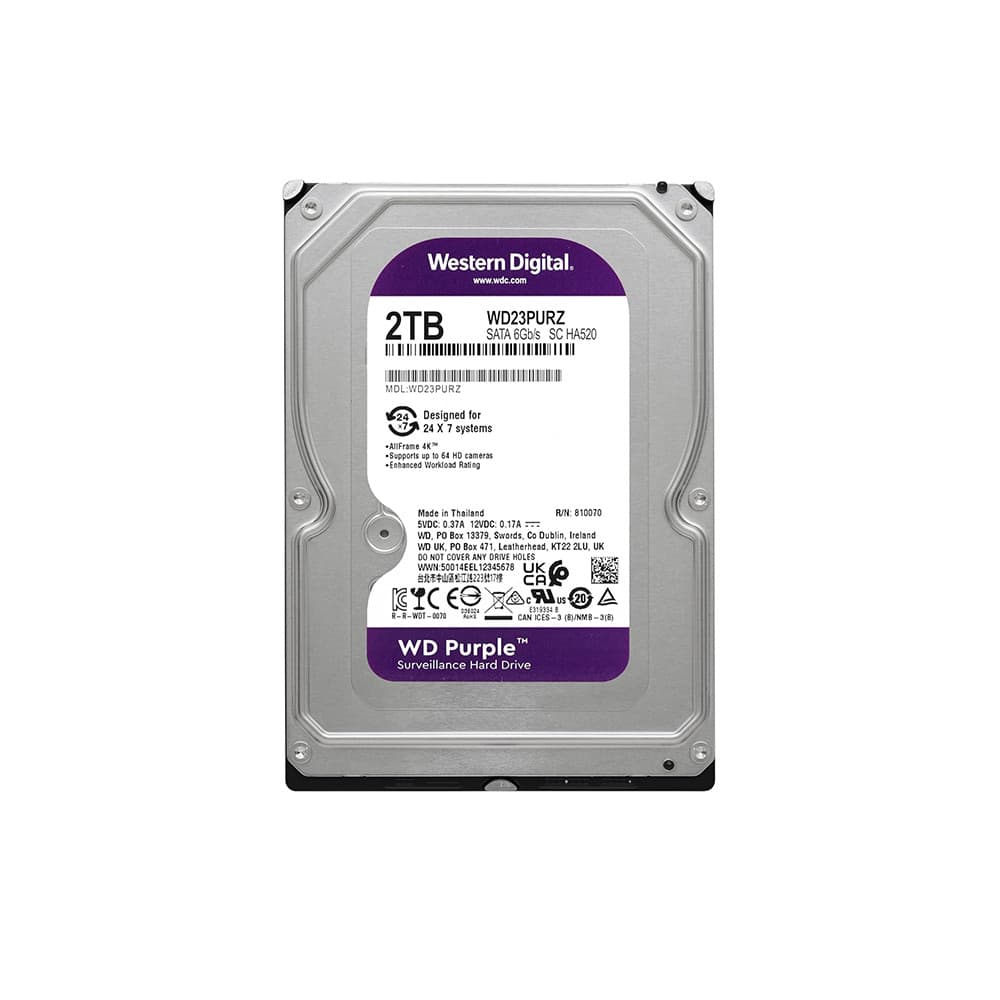 Western Digital Purple 2TB 3.5" SATA 6GB/s 5400 RPM Surveillance Internal Hard Drive - Image 3